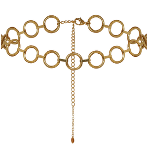 O Ring Metal Waist Chain Belt With Adjustable Chain Fastening In Gold
