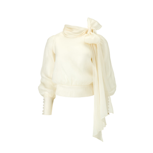 Flawless Beige Bow Blouse (XL)