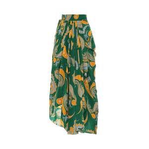 Green Paisley Draped Skirt (XL)