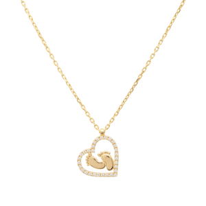 Heart Mum Pendant Necklace Gold