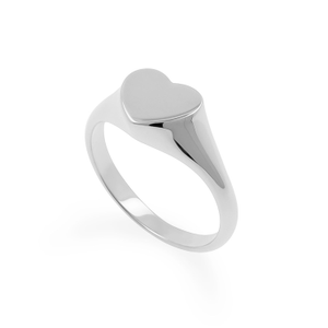 Silver Heart Signet Ring (E (UK))