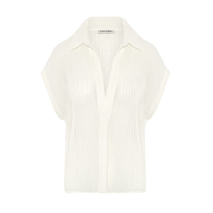 Izzy Crinkle Linen Shirt - Ivory (L)