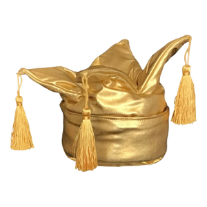 Royal Toque Puffer Crown In Gold With Tassels