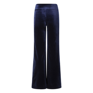 Velvet Wide Flare Trousers - Navy (L)