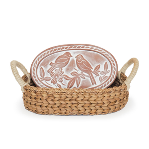 Bread Warmer & Basket - Lovebirds Oval