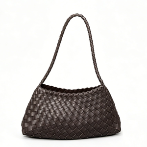 Woven Vegan Leather Sling Bag 'Leontina' - Grey Gray