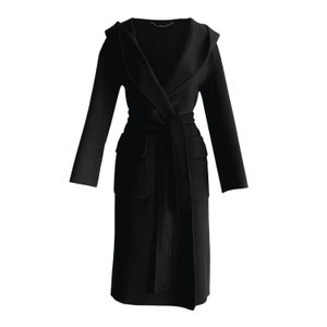 Runaway Wool Blend Robe Coat - Black (L)