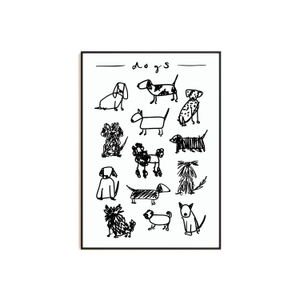Dog Black And White Drawing Art Print - A3
