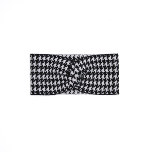 Houndstooth Cashmere Headband - Black (one size)