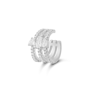 Multi Shape Pave Ear Cuff - Silver (one size)