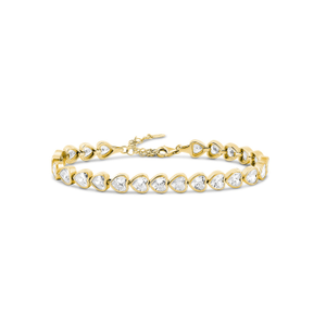Bezel-Set Heart Tennis Bracelet - Gold (one size)