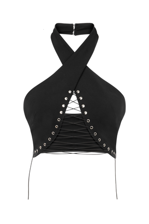 Scandalous Bandeu Lace Up Top In Black (M)