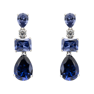 Valentina Drop Earrings Silver Tanzanite