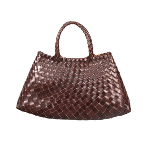 Woven Leather Tote 'Elisabetta' - Dark Brown