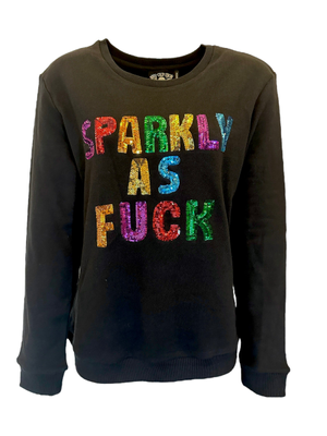 Rainbow Sparkly As Fuck Sequin Black Sweatshirt (XL)