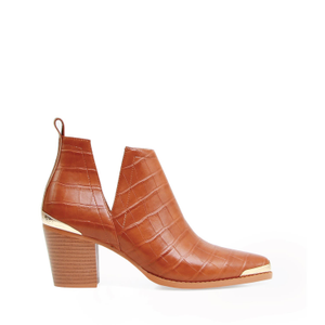 Austin Croc Embossed Ankle Boot - Camel (5 UK)