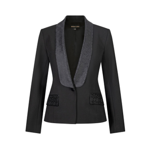 Signature Black Jacquard Tuxedo Blazer (XXL)