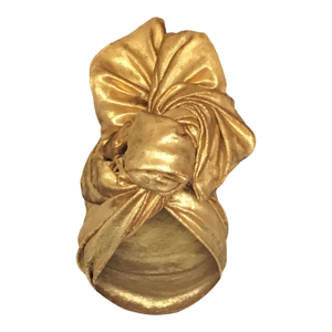 Twisturban Turban In Hammered Gold Stretch Velvet