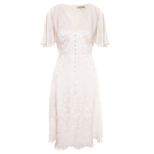 Bel Air White Flutter Sleeve Midi Dress (XXS)