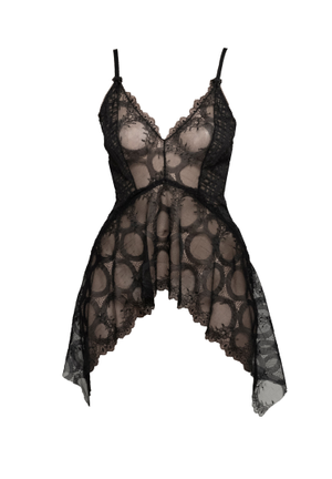 Mind Games Lace & Check Tulle Mullet Nightie (XS)