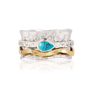Aura Magic Silver Spinning Ring - Turquoise (S (UK))