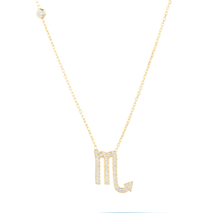 Zodiac Star Sign Pendant Necklace Gold Scorpio