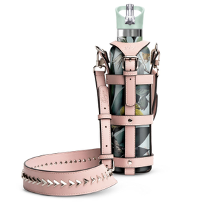 Luxury Pink Crossbody Water Bottle Carrier | Festival & Travel Sling (one size)