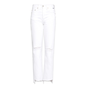 Claude High Rise Straight Crop Jeans In White (28")