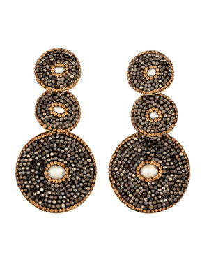 Large Black Diamond Three Drop Earrings (one size)
