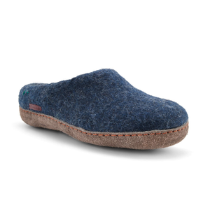 Men's Classic Slipper - Navy With Suede Sole (11 UK)