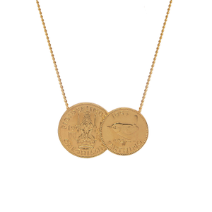 Scottish & English Double Coin Pendant Gold Plated Necklace