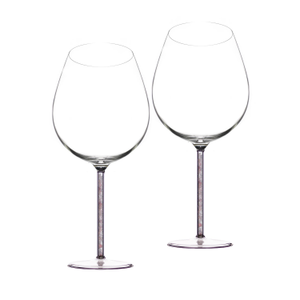 Crystal-Stemmed Wine Goblet  - Rose Quartz - Two Piece