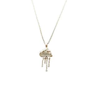 Monsoon Cloud & Rain Charm Necklace - Silver