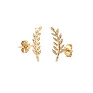 Wheat Earrings Ear Of Wheat Sterling Silver Stud Earring - Gold (one size)