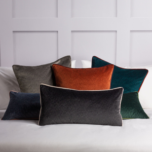 Velvet Contrast Rectangle Cushion - Emerald / Moss
