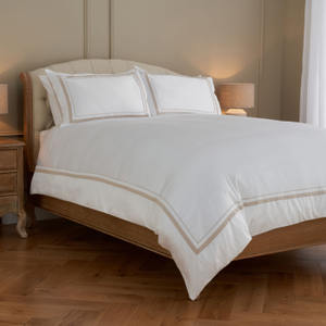 Cotton Collection Sateen Double Row Duvet Cover, King - Natural