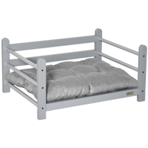 PawHut Raised Pet Bed for Small Dogs w/ Washable Cushion, Grey
