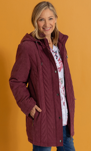 Anna Rose Parka Coat - Wine