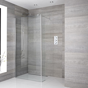Milano Portland - Wet Room Screen with Hinged Return Panel - Chrome - 700mm