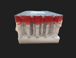 10mL Empty - No Additives - Glass Vacuum Blood Collection Tubes With Red Caps, Sterile, 100 Tubes Per Rack