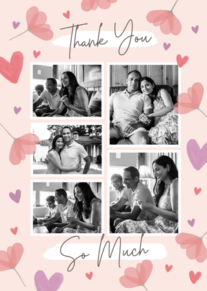 Flowers And Hearts Photo Upload Thank You Card