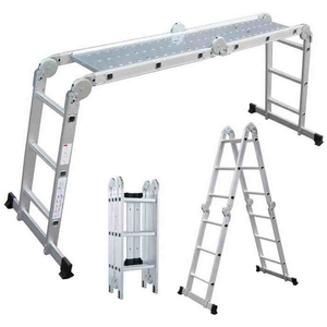 4 Way Multi Purpose Folding Ladder with Platform 3.6m Extension I Lightweight Aluminium 