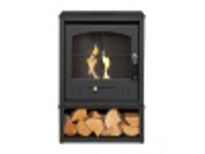 OKO S2 Bio Ethanol Stove with Log Storage in Charcoal Grey