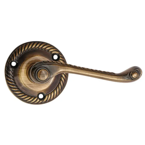 Georgian Design Front Fix Straight Lever Door Handle On Rose - Antique Brass - Designer Levers
