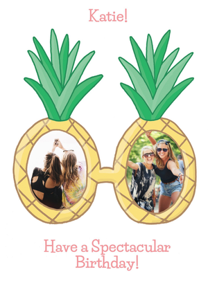 Pineapple Glasses Photo Upload Birthday Card