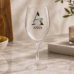 Letter with Flowers Coloured Wine Glass