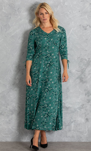 Fit And Flare Printed Maxi Dress - Fern