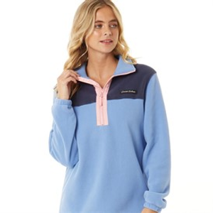 L'amore Couture Womens Freyja 1/2 Zip Fleece Navy/Blue/Coral