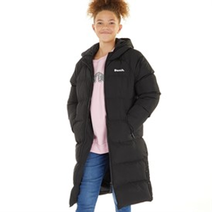 Bench Girls Ryelle Hooded Maxi Length Puffer Coat Black