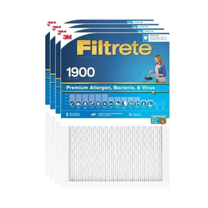 Genuine 3M Filtrete MPR 1900 Premium Allergen Bacteria Virus 1" Furnace & AC Air Filter - 4-Pack